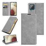 For Samsung Glaxy A22 4G Retro-skin Business Magnetic Suction Leather Case with Holder & Card Slots & Wallet(Grey)