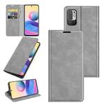 For Xiaomi Note 10 5G / Poco M3 Pro 5G Retro-skin Business Magnetic Suction Leather Case with Holder & Card Slots & Wallet(Grey)