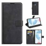 For OPPO Realme C21Y Retro Calf Pattern Buckle Horizontal Flip Leather Case with Holder & Card Slots & Wallet(Black)