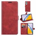 For OnePlus Nord 2 5G Retro Calf Pattern Buckle Horizontal Flip Leather Case with Holder & Card Slots & Wallet(Red)