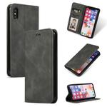 For iPhone X / XS Retro Skin Feel Business Magnetic Horizontal Flip Leather Case(Dark Gray)