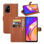 For OPPO A94 5G / F19 Pro+ 5G / Reno5 Z Litchi Texture Horizontal Flip Protective Case with Holder & Card Slots & Wallet(Brown)