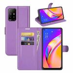 For OPPO A94 5G / F19 Pro+ 5G / Reno5 Z Litchi Texture Horizontal Flip Protective Case with Holder & Card Slots & Wallet(Purple)