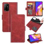 For OPPO A94 5G / F19 Pro+ 5G / Reno5 Z Dual-side Magnetic Buckle Horizontal Flip Leather Case with Holder & Card Slots & Wallet(Red)