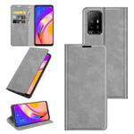 For OPPO A94 5G / F19 Pro+ 5G / Reno5 Z Retro-skin Business Magnetic Suction Leather Case with Holder & Card Slots & Wallet(Grey)