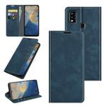 For ZTE Blade A51 Retro-skin Business Magnetic Suction Leather Case with Holder & Card Slots & Wallet(Dark Blue)