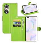 For Honor 50 Pro Litchi Texture Horizontal Flip Protective Case with Holder & Card Slots & Wallet(Green)