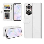 For Honor 50 Pro R64 Texture Single Horizontal Flip Protective Case with Holder & Card Slots & Wallet & Photo Frame(White)