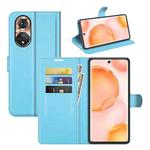 For Honor 50 Litchi Texture Horizontal Flip Protective Case with Holder & Card Slots & Wallet(Blue)