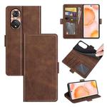 For Honor 50 Dual-side Magnetic Buckle Horizontal Flip Leather Case with Holder & Card Slots & Wallet(Brown)