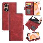 For Honor 50 Dual-side Magnetic Buckle Horizontal Flip Leather Case with Holder & Card Slots & Wallet(Red)