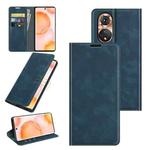 For Honor 50 Retro-skin Business Magnetic Suction Leather Case with Holder & Card Slots & Wallet(Dark Blue)