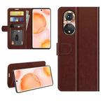 For Honor 50 R64 Texture Single Horizontal Flip Protective Case with Holder & Card Slots & Wallet & Photo Frame(Brown)