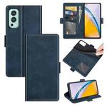 For OnePlus Nord 2 5G Dual-side Magnetic Buckle Horizontal Flip Leather Case with Holder & Card Slots & Wallet(Dark Blue)