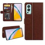 For OnePlus Nord 2 5G R64 Texture Single Horizontal Flip Protective Case with Holder & Card Slots & Wallet& Photo Frame(Brown)