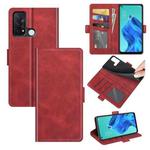 For OPPO Reno5 A Dual-side Magnetic Buckle Horizontal Flip Leather Case with Holder & Card Slots & Wallet(Red)