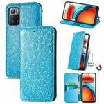 For Xiaomi Redmi Note 10 Pro 5G / Poco X3 GT Blooming Mandala Embossed Pattern Magnetic Horizontal Flip Leather Case with Holder & Card Slots & Wallet(Blue)