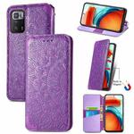 For Xiaomi Redmi Note 10 Pro 5G / Poco X3 GT Blooming Mandala Embossed Pattern Magnetic Horizontal Flip Leather Case with Holder & Card Slots & Wallet(Purple)