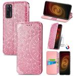 For ZTE Axon 20 5G Blooming Mandala Embossed Pattern Magnetic Horizontal Flip Leather Case with Holder & Card Slots & Wallet(Pink)