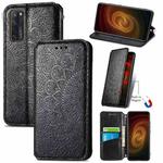 For ZTE Axon 20 5G Blooming Mandala Embossed Pattern Magnetic Horizontal Flip Leather Case with Holder & Card Slots & Wallet(Black)