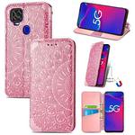 For ZTE Axon 11 SE 5G Blooming Mandala Embossed Pattern Magnetic Horizontal Flip Leather Case with Holder & Card Slots & Wallet(Pink)