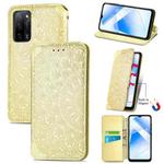 For OPPO A55 5G Blooming Mandala Embossed Pattern Magnetic Horizontal Flip Leather Case with Holder & Card Slots & Wallet(Yellow)