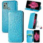 For Infinix Hot 10 Play Blooming Mandala Embossed Pattern Magnetic Horizontal Flip Leather Case with Holder & Card Slots & Wallet(Blue)
