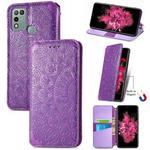 For Infinix Hot 10 Play Blooming Mandala Embossed Pattern Magnetic Horizontal Flip Leather Case with Holder & Card Slots & Wallet(Purple)