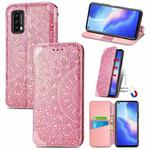 For Blackview A90 Blooming Mandala Embossed Pattern Magnetic Horizontal Flip Leather Case with Holder & Card Slots & Wallet(Pink)