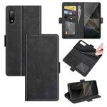 For Sony Xperia Ace II Dual-side Magnetic Buckle Horizontal Flip Leather Case with Holder & Card Slots & Wallet(Black)