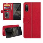 For Sony Xperia Ace II R64 Texture Single Horizontal Flip Protective Case with Holder & Card Slots & Wallet& Photo Frame(Red)
