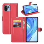 For Xiaomi Mi 11 Lite Litchi Texture Horizontal Flip Protective Case with Holder & Card Slots & Wallet(Red)