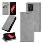 For OPPO K9 Retro-skin Business Magnetic Suction Leather Case with Holder & Card Slots & Wallet(Grey)