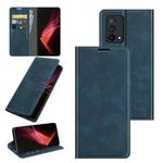 For OPPO K9 Retro-skin Business Magnetic Suction Leather Case with Holder & Card Slots & Wallet(Dark Blue)