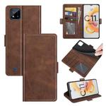 For OPPO Realme C11 2021 Dual-side Magnetic Buckle Horizontal Flip Leather Case with Holder & Card Slots & Wallet(Brown)