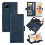 For OPPO Realme C11 2021 Dual-side Magnetic Buckle Horizontal Flip Leather Case with Holder & Card Slots & Wallet(Dark Blue)