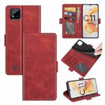 For OPPO Realme C11 2021 Dual-side Magnetic Buckle Horizontal Flip Leather Case with Holder & Card Slots & Wallet(Red)