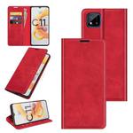 For OPPO Realme C11 2021 Retro-skin Business Magnetic Suction Leather Case with Holder & Card Slots & Wallet(Red)