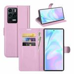 For ZTE Axon 30 Ultra 5G Litchi Texture Horizontal Flip Protective Case with Holder & Card Slots & Wallet(Pink)