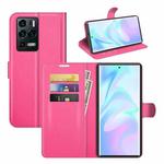 For ZTE Axon 30 Ultra 5G Litchi Texture Horizontal Flip Protective Case with Holder & Card Slots & Wallet(Rose red)