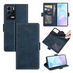 For ZTE Axon 30 Ultra 5G Dual-side Magnetic Buckle Horizontal Flip Leather Case with Holder & Card Slots & Wallet(Dark Blue)