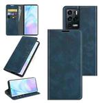 For ZTE Axon 30 Ultra 5G Ultra Retro-skin Business Magnetic Suction Leather Case with Holder & Card Slots & Wallet(Dark Blue)