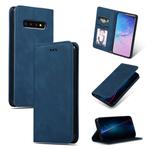 Retro Skin Feel Business Magnetic Horizontal Flip Leather Case for Samsung Galaxy S10(Navy Blue)