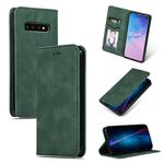 Retro Skin Feel Business Magnetic Horizontal Flip Leather Case for Samsung Galaxy S10(Army Green)