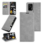 For OPPO Realme GT 5G / Realme Q3 Pro 5G Retro-skin Business Magnetic Suction Leather Case with Holder & Card Slots & Wallet(Grey)