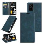 For OPPO Realme GT 5G / Realme Q3 Pro 5G Retro-skin Business Magnetic Suction Leather Case with Holder & Card Slots & Wallet(Dark Blue)
