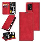 For OPPO Realme GT 5G / Realme Q3 Pro 5G Retro-skin Business Magnetic Suction Leather Case with Holder & Card Slots & Wallet(Red)