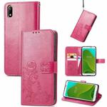 For Wiko Jerry 4 Four-leaf Clasp Embossed Buckle Mobile Phone Protection Leather Case with Lanyard & Card Slot & Wallet & Bracket Function(Magenta)