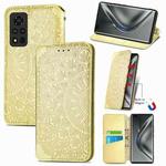 For Honor V40 5G Blooming Mandala Embossed Pattern Magnetic Horizontal Flip Leather Case with Holder & Card Slots & Wallet(Yellow)