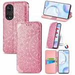 For Honor 50 Blooming Mandala Embossed Pattern Magnetic Horizontal Flip Leather Case with Holder & Card Slots & Wallet(Pink)